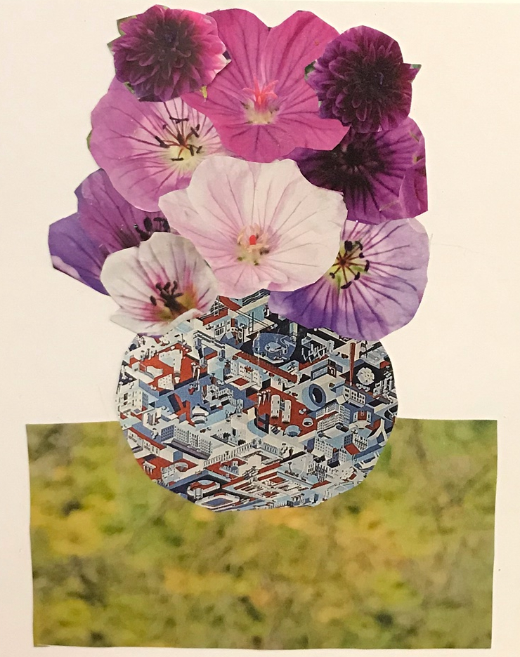 Collage of flower pot