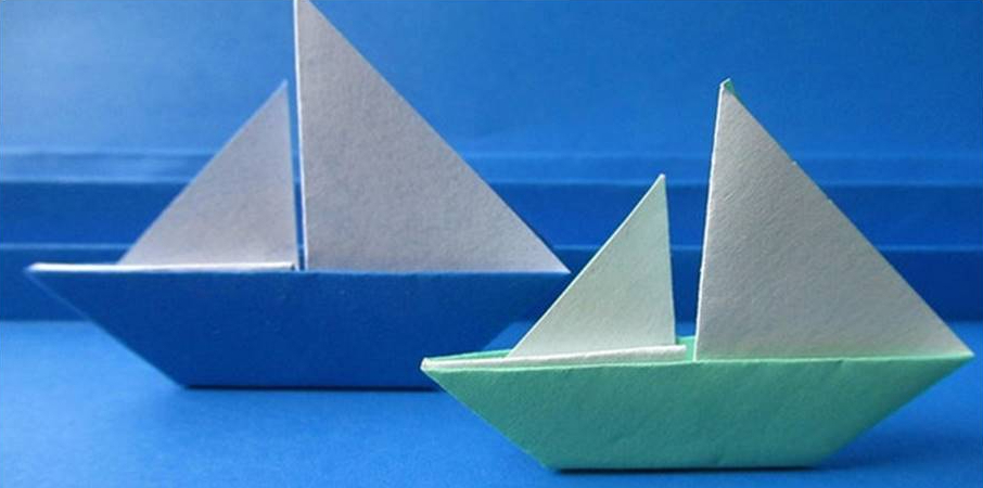Photograph of two origami boats